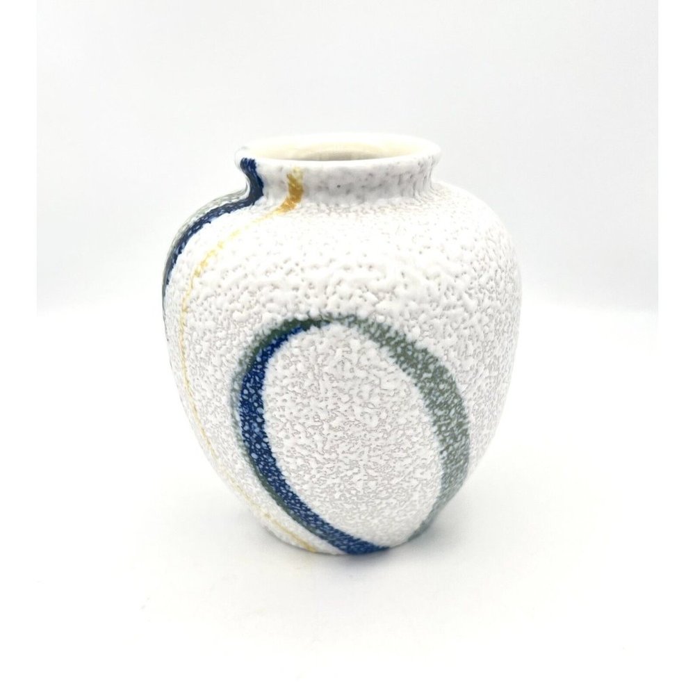 Vintage 80s Textured Finish Vase Abstract Contemporary Modernist Design - Picture 4 of 7